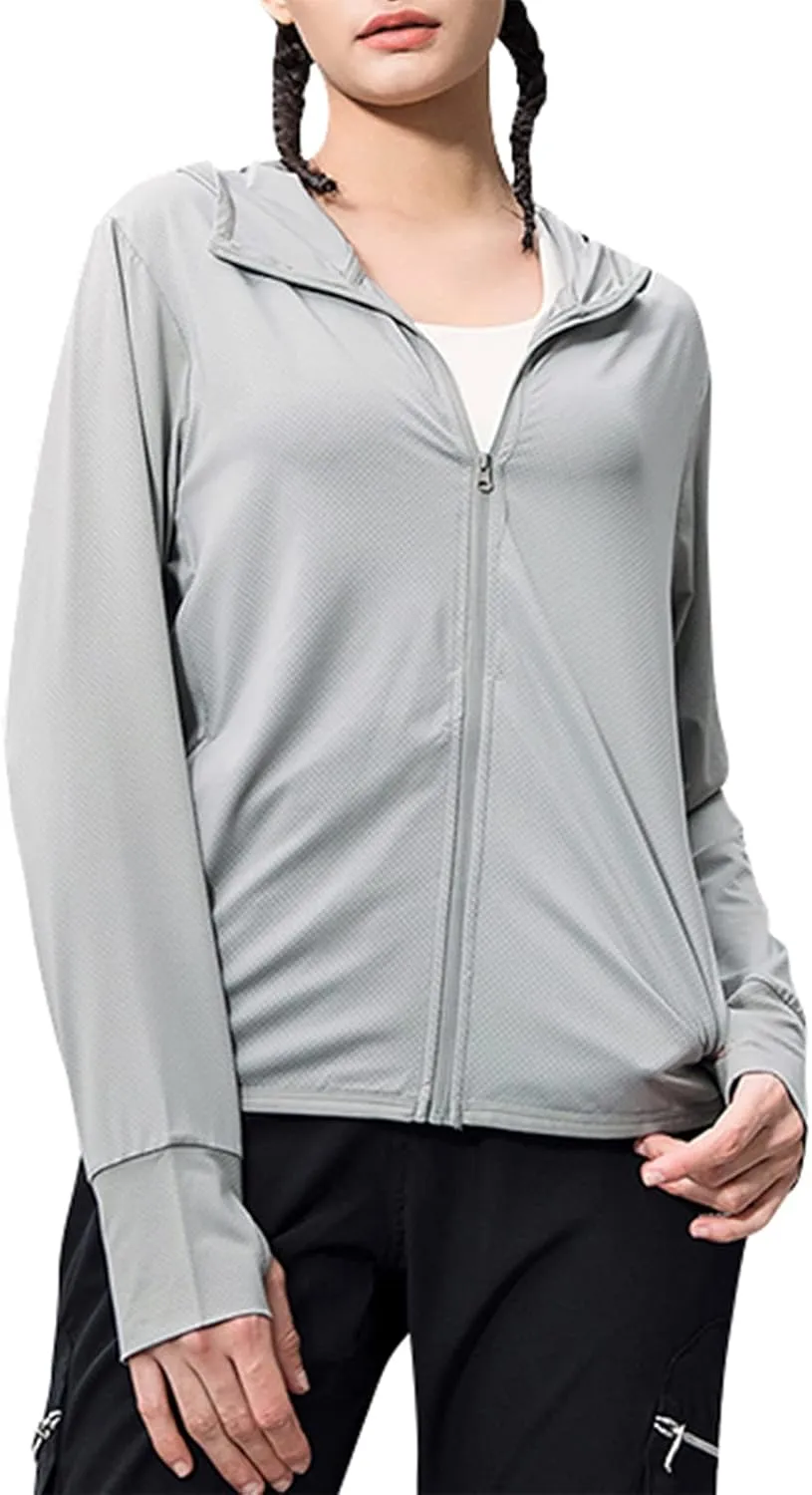 Women's UPF 50  UV Sun Protection Clothing Zip Up Lightweight Hoodie Hiking Sun Shirt