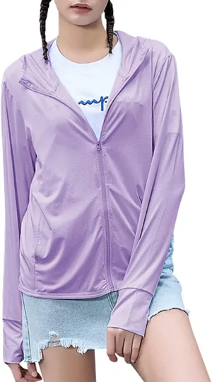 Women's UPF 50  UV Sun Protection Clothing Zip Up Lightweight Hoodie Hiking Sun Shirt