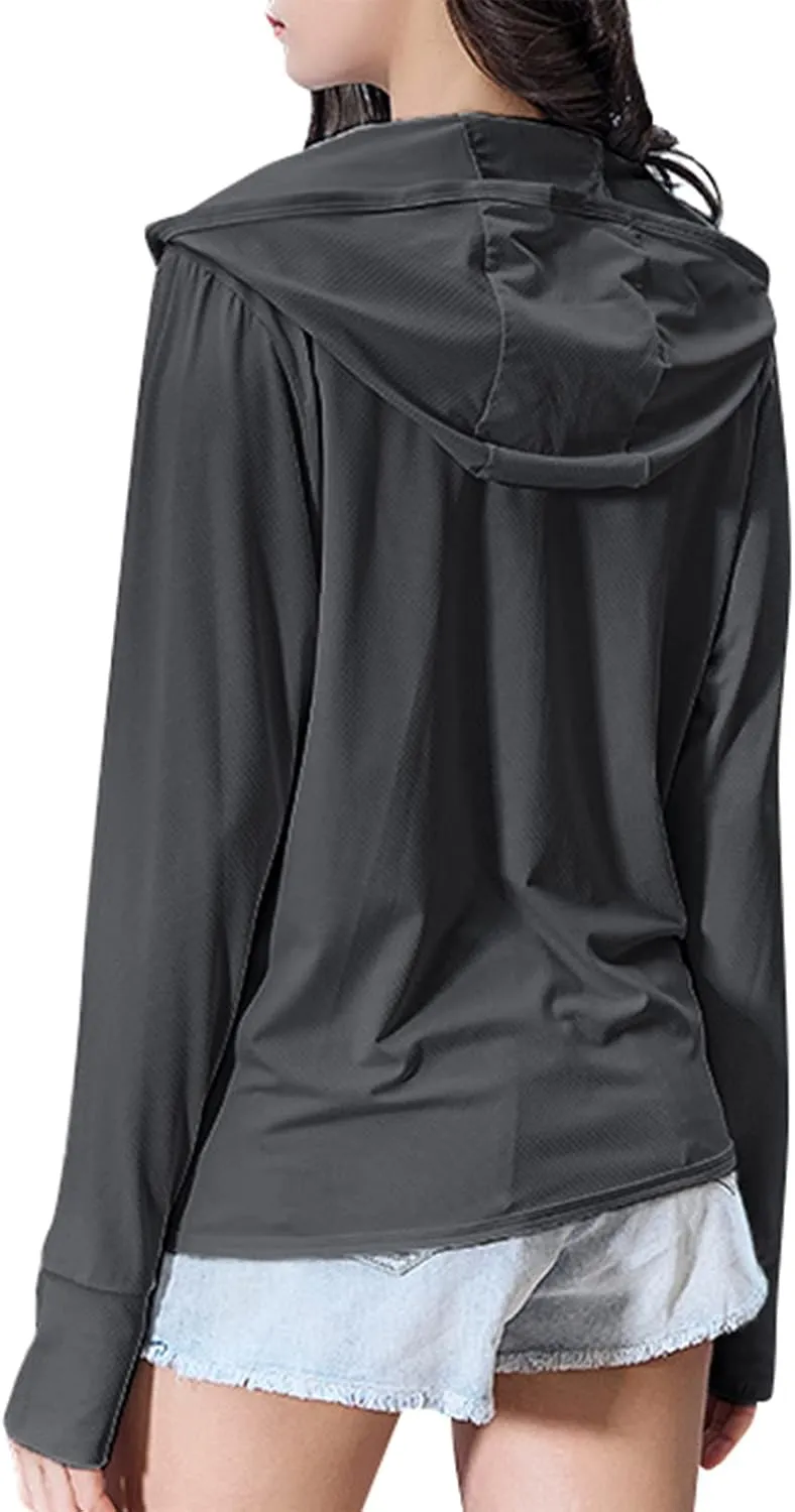 Women's UPF 50  UV Sun Protection Clothing Zip Up Lightweight Hoodie Hiking Sun Shirt
