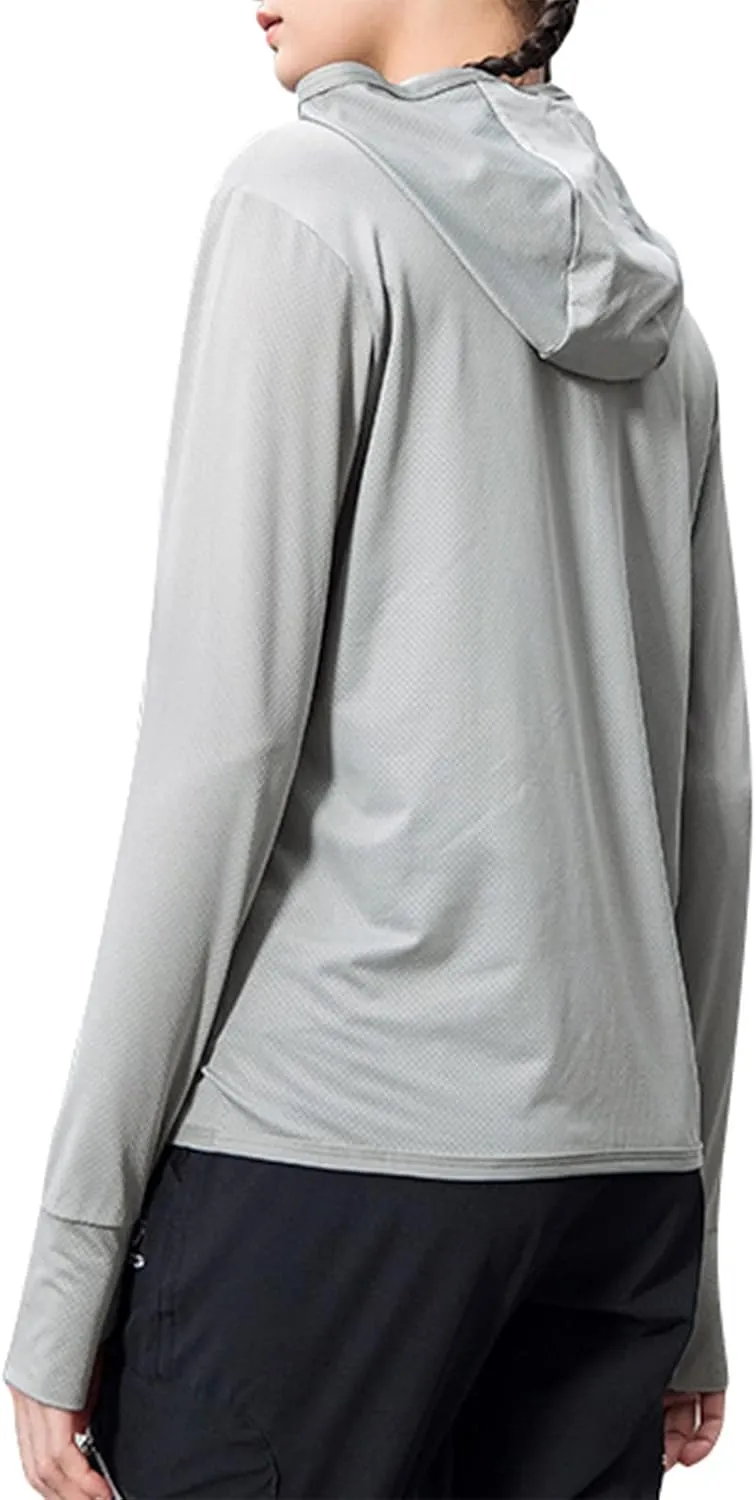 Women's UPF 50  UV Sun Protection Clothing Zip Up Lightweight Hoodie Hiking Sun Shirt