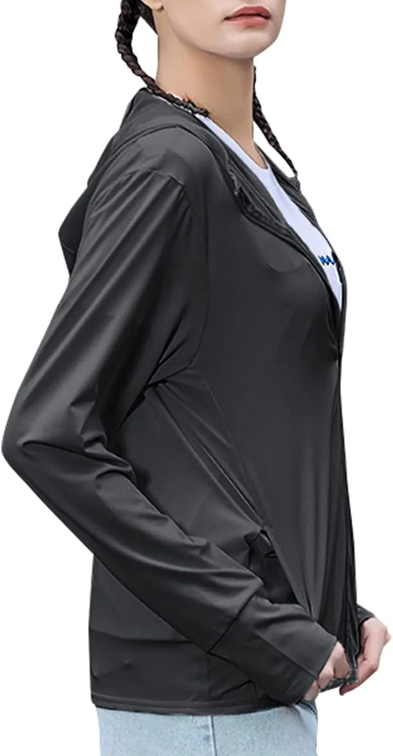 Women's UPF 50  UV Sun Protection Clothing Zip Up Lightweight Hoodie Hiking Sun Shirt