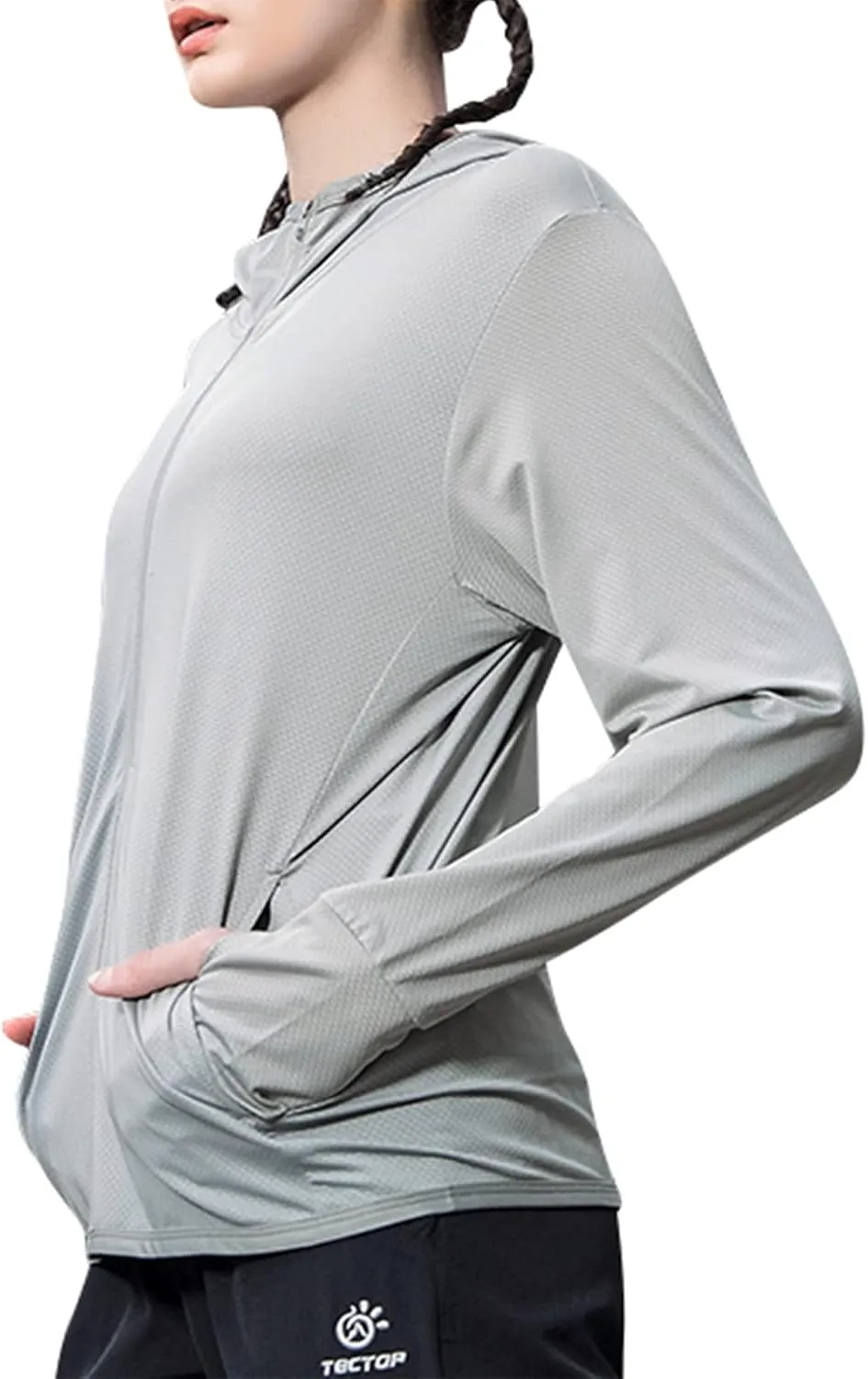 Women's UPF 50  UV Sun Protection Clothing Zip Up Lightweight Hoodie Hiking Sun Shirt