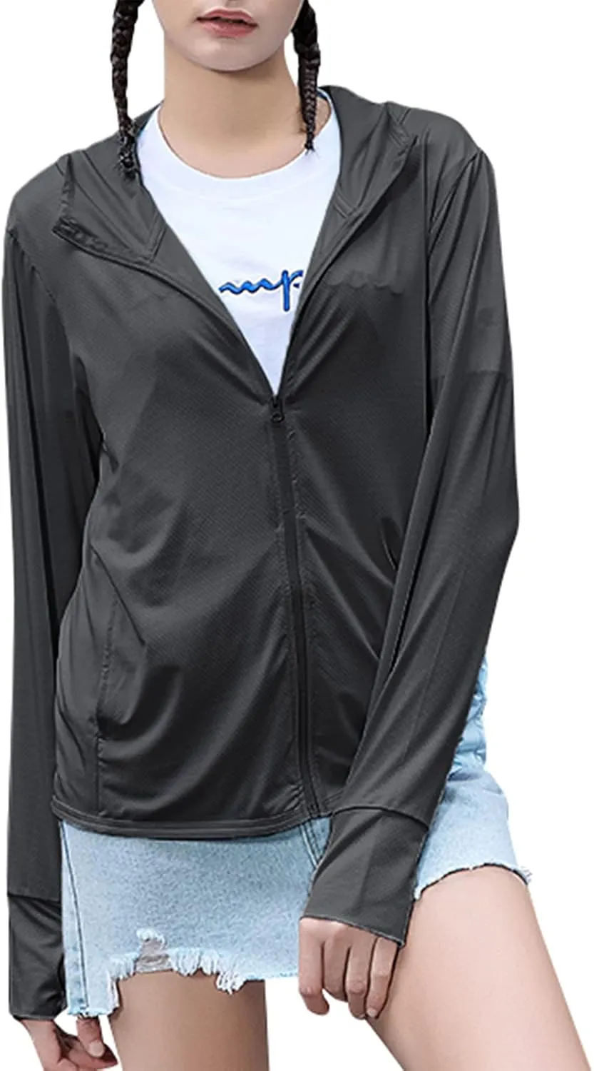Women's UPF 50  UV Sun Protection Clothing Zip Up Lightweight Hoodie Hiking Sun Shirt