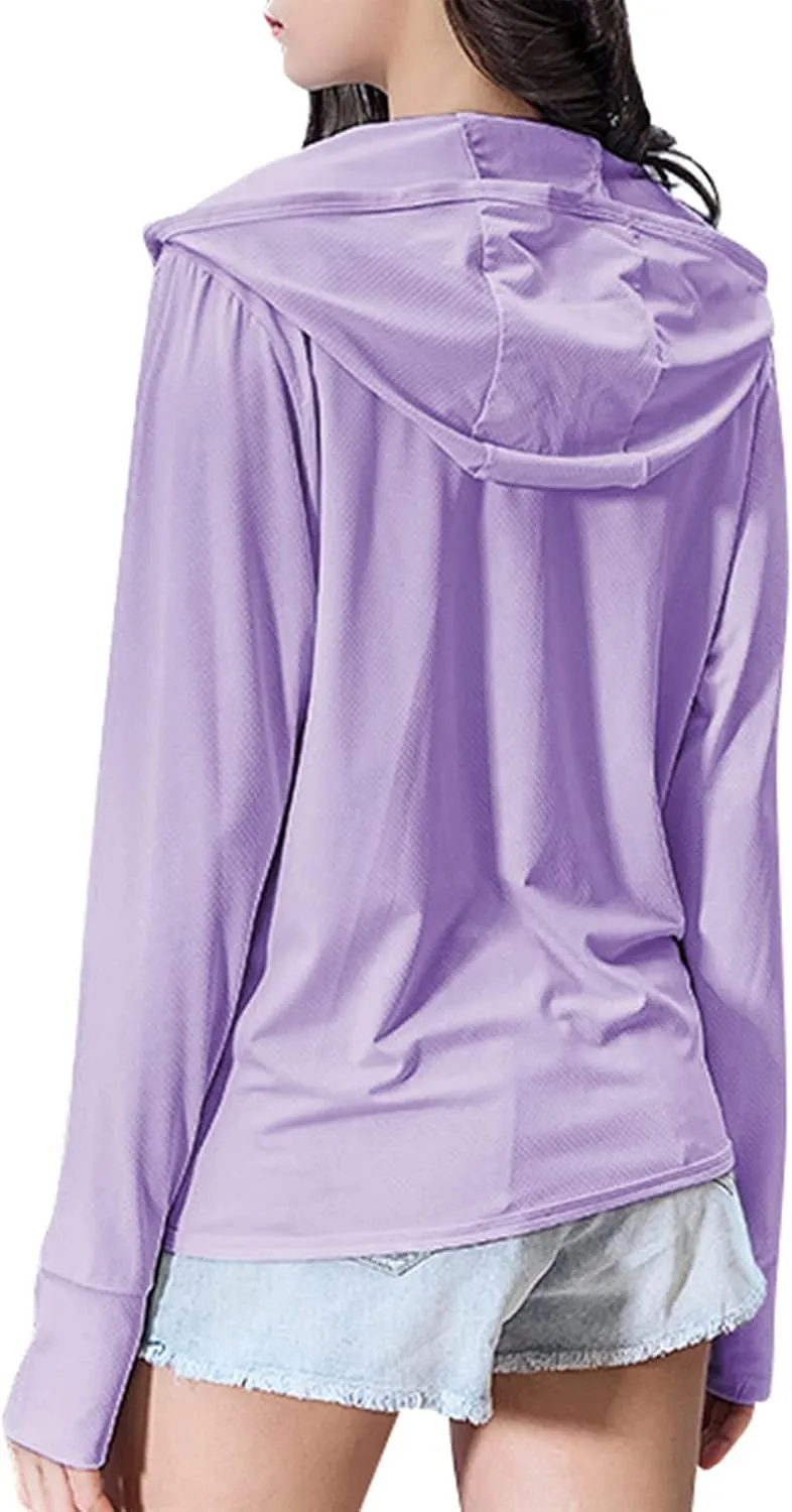 Women's UPF 50  UV Sun Protection Clothing Zip Up Lightweight Hoodie Hiking Sun Shirt