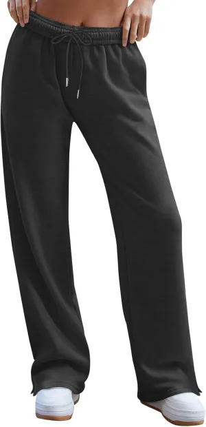 Women's Wide Leg Sweatpants Baggy Loose Sweat Pants Trendy Drawstring High Waisted Joggers Casual Trousers Pants