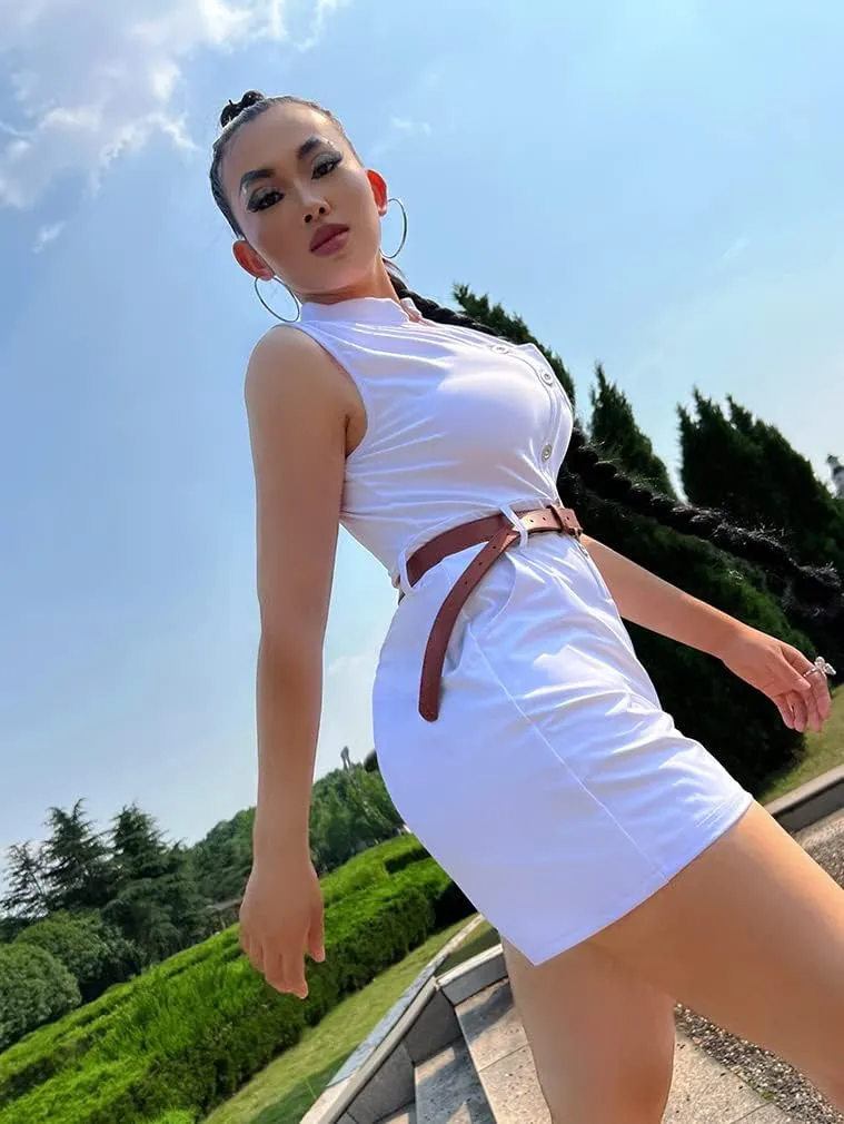 XXTAXN Women's Sexy V Neck Rompers One Piece Short Jumpsuit with Belt And Pockets