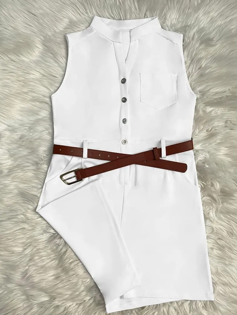 XXTAXN Women's Sexy V Neck Rompers One Piece Short Jumpsuit with Belt And Pockets