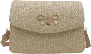 YELLOOP Bohemian Handmade Raffia Crossbody Bag Lightweight Breathable Women's Casual Shoulder Purse