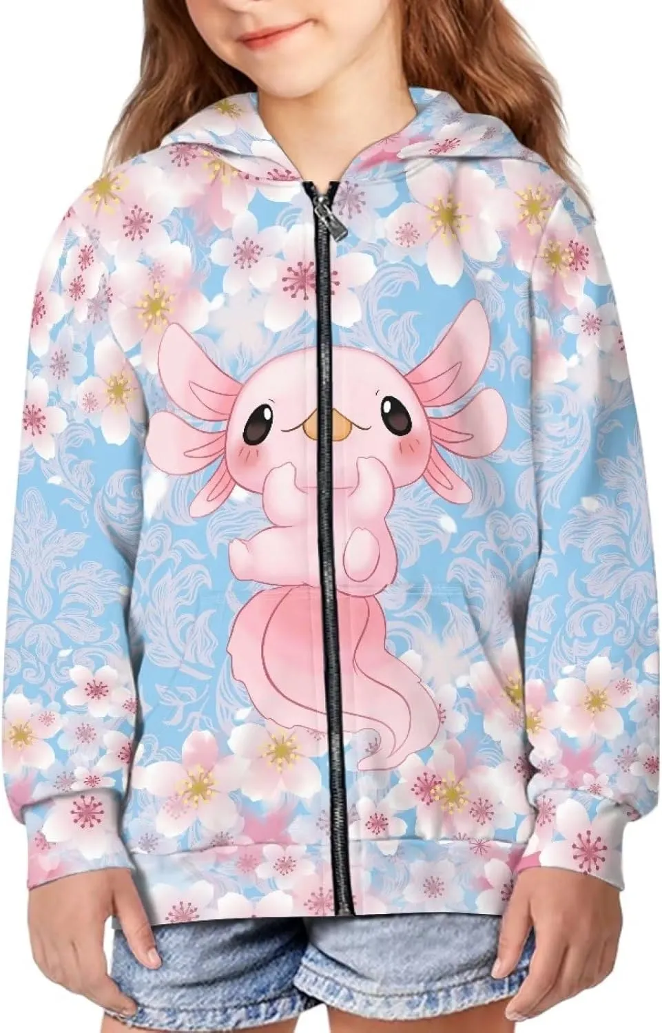 Yewattles Unisex Boys Girls Zip Up Hoodies Sweatshirts Long Sleeve Printed Top with Pockets Thin Coat for Age 6-16 Kids
