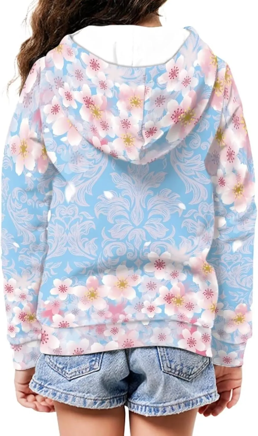 Yewattles Unisex Boys Girls Zip Up Hoodies Sweatshirts Long Sleeve Printed Top with Pockets Thin Coat for Age 6-16 Kids