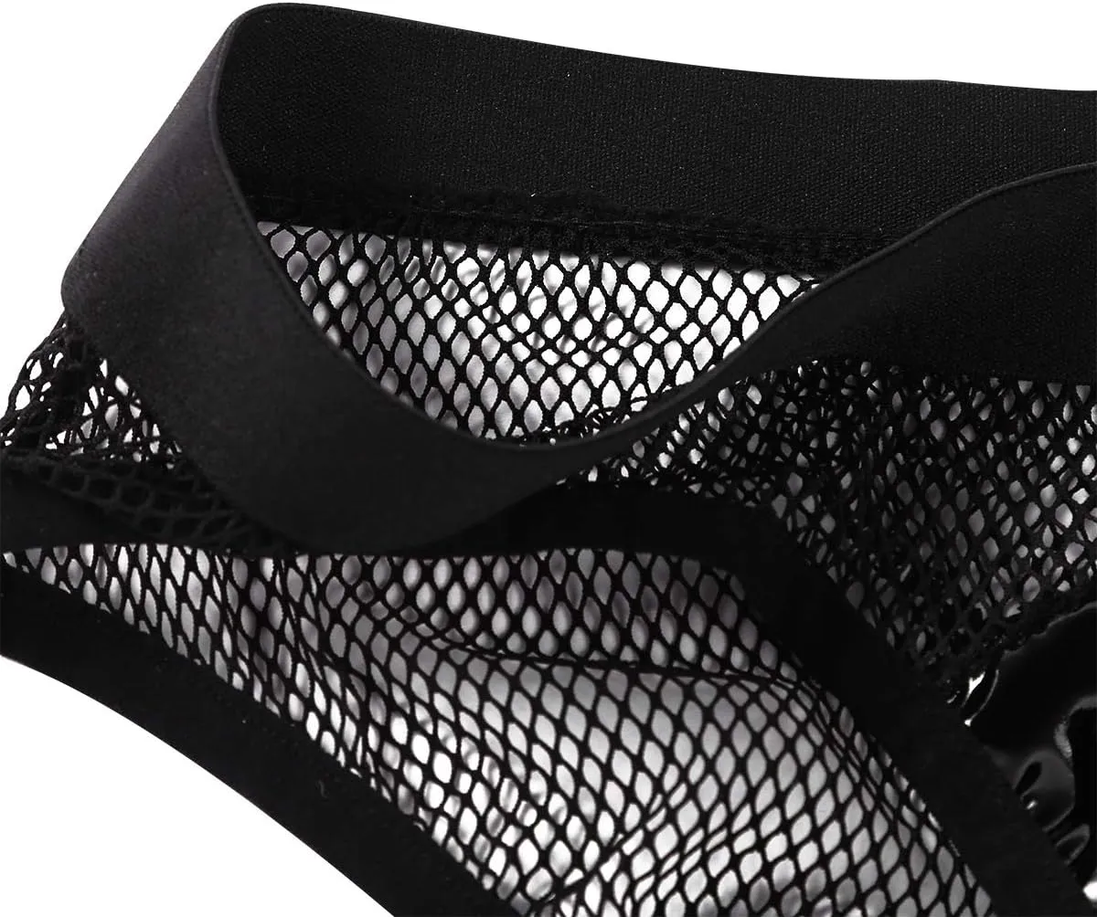 YiZYiF Men's Openwork Mesh Fishnet Briefs Breathable Underwear Metallic Pouch Lingerie Panty