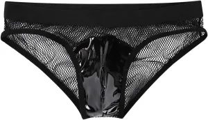 YiZYiF Men's Openwork Mesh Fishnet Briefs Breathable Underwear Metallic Pouch Lingerie Panty