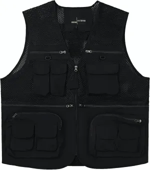 Ziker Men's Mesh Breathable Openwork Camouflage Journalist Photographer Fishing Vest Waistcoat Jacket Coat